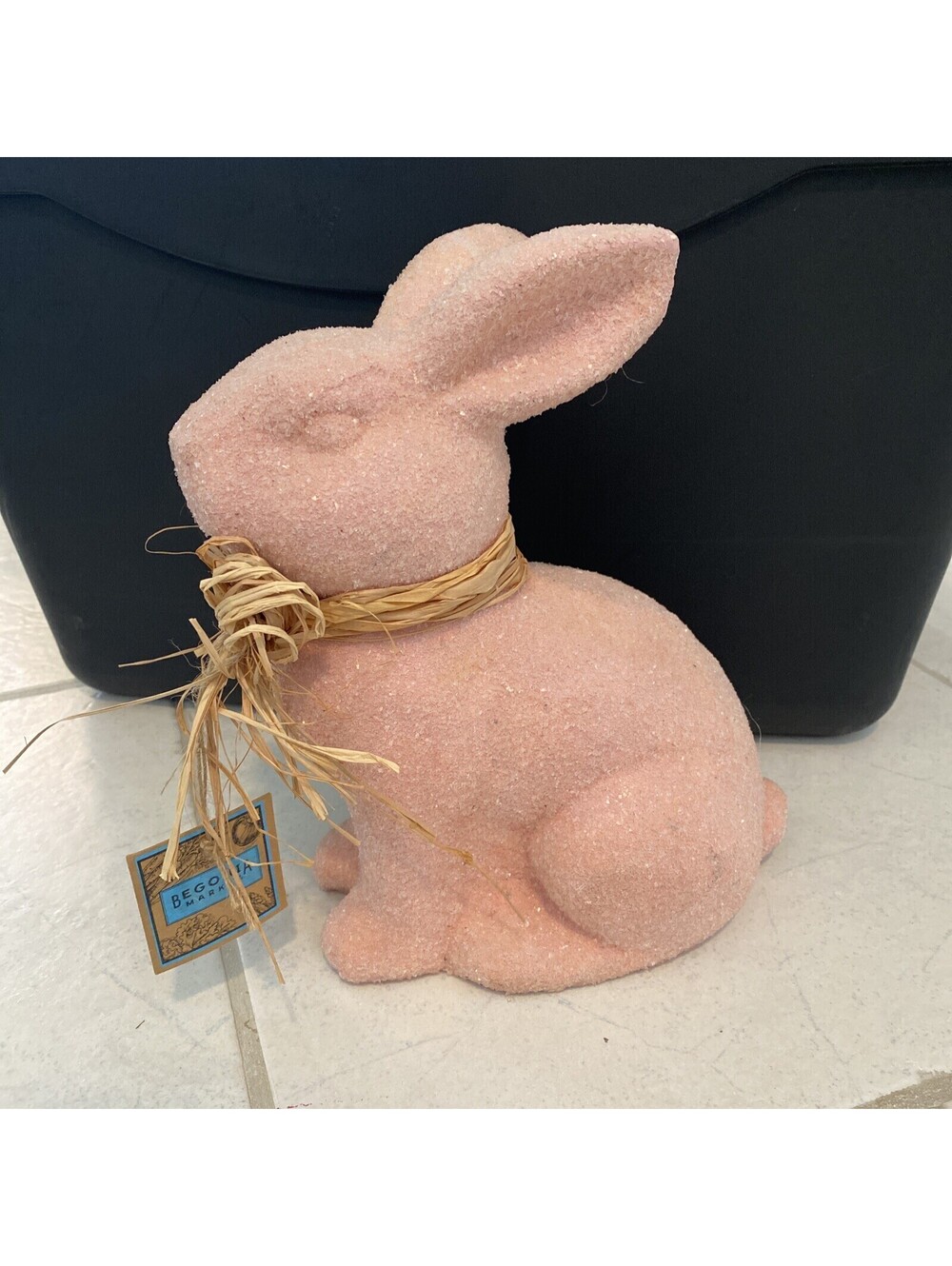 Easter Bunny Rabbit Easter Statue Figurine Pink Sugared Indoor Outdoor April NWT